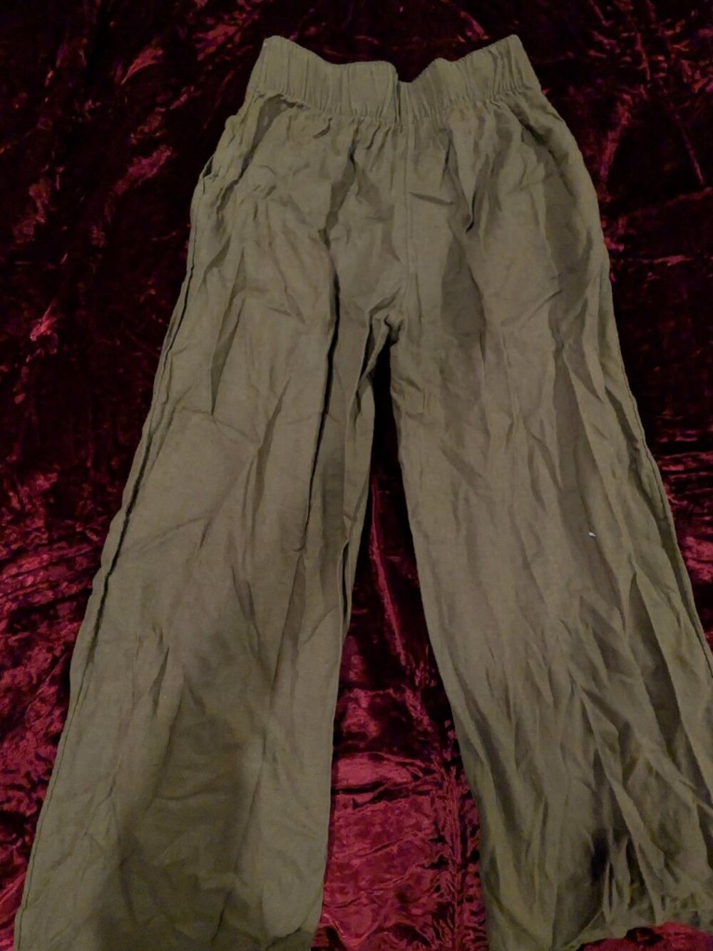 Abercrombie Olive Green Wide Leg Linen Pants XXS - Picture 3 of 3